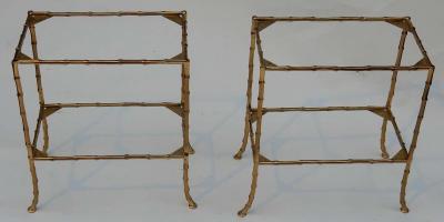  Maison Bagu s 1950 1970 Pair of Table in the Style of Maison Bagu s with Olded Oxyded Mirrors
