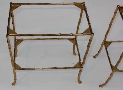  Maison Bagu s 1950 1970 Pair of Table in the Style of Maison Bagu s with Olded Oxyded Mirrors