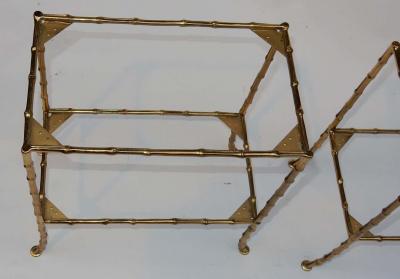  Maison Bagu s 1950 1970 Pair of Table in the Style of Maison Bagu s with Olded Oxyded Mirrors