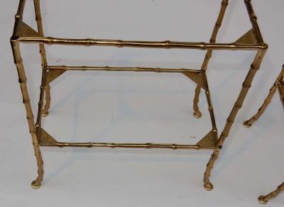  Maison Bagu s 1950 1970 Pair of Table in the Style of Maison Bagu s with Olded Oxyded Mirrors