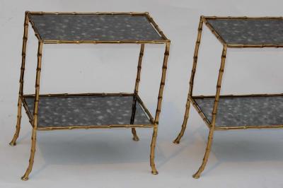  Maison Bagu s 1950 1970 Pair of Table in the Style of Maison Bagu s with Olded Oxyded Mirrors