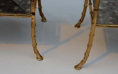  Maison Bagu s 1950 1970 Pair of Table in the Style of Maison Bagu s with Olded Oxyded Mirrors