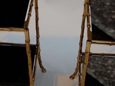  Maison Bagu s 1950 1970 Pair of Table in the Style of Maison Bagu s with Olded Oxyded Mirrors
