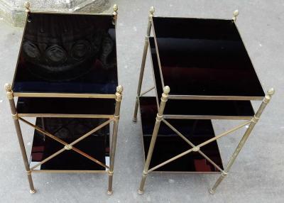 Maison Bagu s 1950 70 Pair of Shelves Three Levels in The Style Of Maison Bagu s Black Opaline