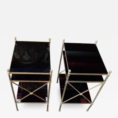  Maison Bagu s 1950 70 Pair of Shelves Three Levels in The Style Of Maison Bagu s Black Opaline