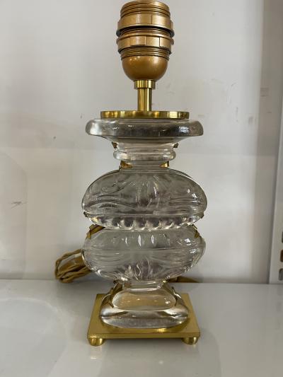  Maison Bagu s 1950s Glass and brass table lamp by Maison Bagu s