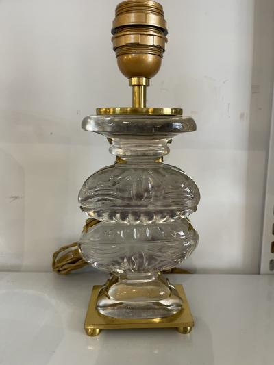  Maison Bagu s 1950s Glass and brass table lamp by Maison Bagu s