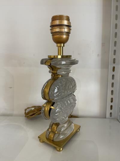  Maison Bagu s 1950s Glass and brass table lamp by Maison Bagu s