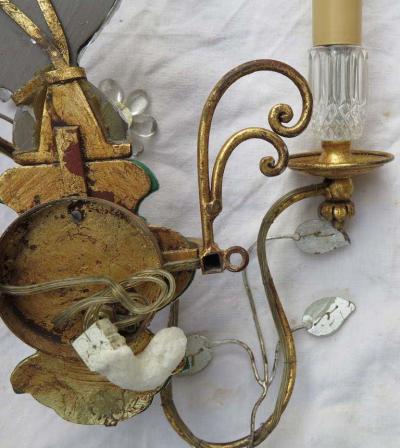  Maison Bagu s 1960s Sconce Pair With Paraquet in the Style of Maison Bagu s or Banci