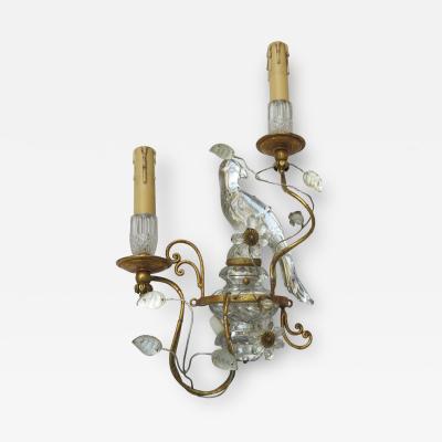  Maison Bagu s 1960s Sconce Pair With Paraquet in the Style of Maison Bagu s or Banci