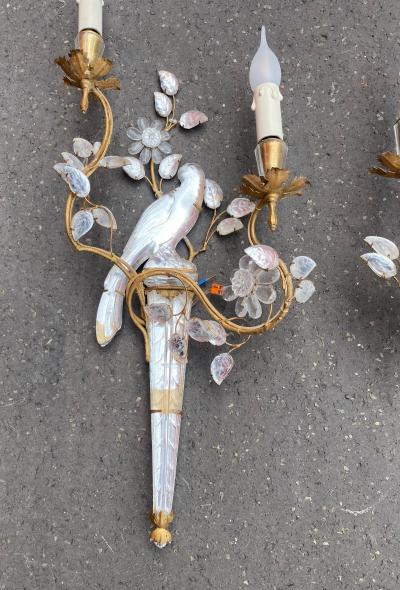  Maison Bagu s 1970 50 Pair of Wall Lights with Parakeet Placed on a Sheath Maison Bagu s