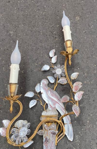  Maison Bagu s 1970 50 Pair of Wall Lights with Parakeet Placed on a Sheath Maison Bagu s