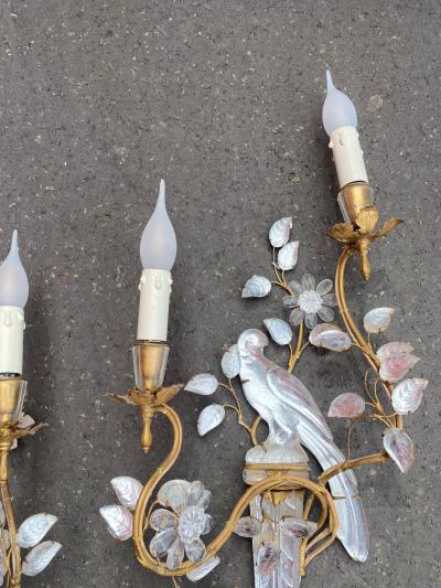  Maison Bagu s 1970 50 Pair of Wall Lights with Parakeet Placed on a Sheath Maison Bagu s