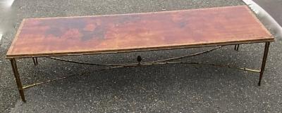  Maison Bagu s 1970 Coffee Table Double Bronze Base Bamboo Model Maison Bagu s Chinese Lacquer