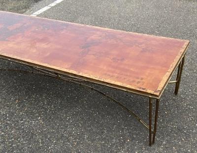  Maison Bagu s 1970 Coffee Table Double Bronze Base Bamboo Model Maison Bagu s Chinese Lacquer