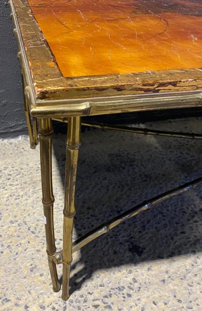  Maison Bagu s 1970 Coffee Table Double Bronze Base Bamboo Model Maison Bagu s Chinese Lacquer