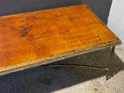  Maison Bagu s 1970 Coffee Table Double Bronze Base Bamboo Model Maison Bagu s Chinese Lacquer