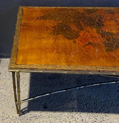  Maison Bagu s 1970 Coffee Table Double Bronze Base Bamboo Model Maison Bagu s Chinese Lacquer