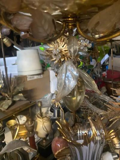  Maison Bagu s 1970 Golden Brass Chandelier Plant Decor Maison Bagu s Style Leaves And Flower