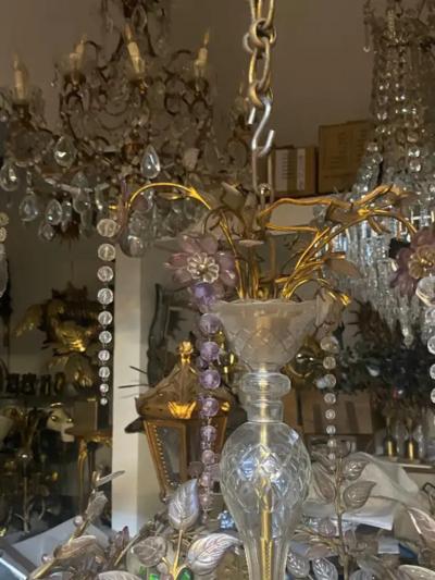  Maison Bagu s 1970 Golden Brass Chandelier Plant Decor Maison Bagu s Style Leaves And Flower
