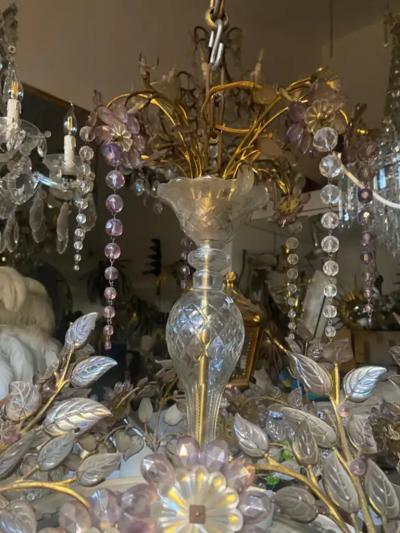  Maison Bagu s 1970 Golden Brass Chandelier Plant Decor Maison Bagu s Style Leaves And Flower