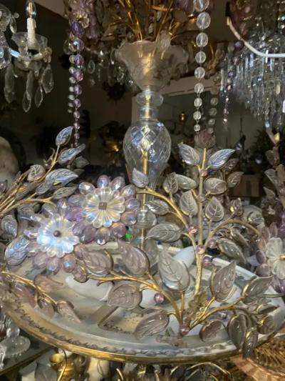  Maison Bagu s 1970 Golden Brass Chandelier Plant Decor Maison Bagu s Style Leaves And Flower