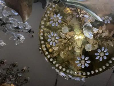  Maison Bagu s 1970 Golden Brass Chandelier Plant Decor Maison Bagu s Style Leaves And Flower