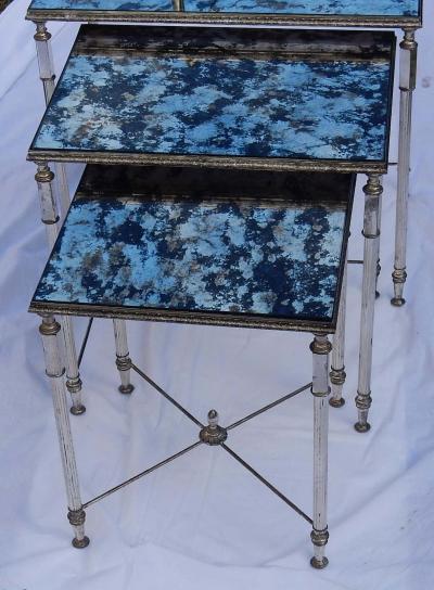  Maison Bagu s 1970 Nesting Side Tables Silvered Metal in the Style of Maison Bagu s