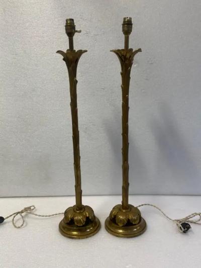Maison Bagu s 1970 Pair Of Bronze Lamps Maison Bagu s Decor Palm Tree H 68 14 cm