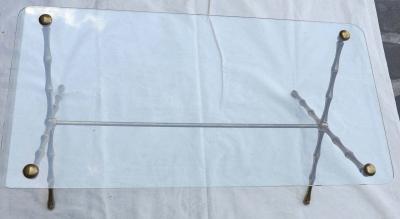  Maison Bagu s 1970 Pair of Coffee Table in Brass Model Bamboo in X Maison Bague s