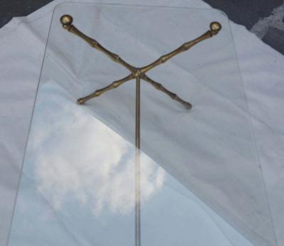  Maison Bagu s 1970 Pair of Coffee Table in Brass Model Bamboo in X Maison Bague s