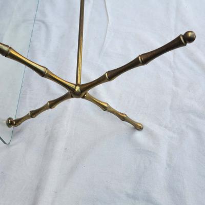  Maison Bagu s 1970 Pair of Coffee Table in Brass Model Bamboo in X Maison Bague s