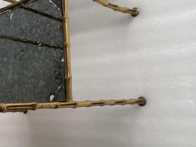  Maison Bagu s 1970 Pair of Gilt Bronze Tables Bamboo Decor Maison Bagu s Olded Mirror Tops