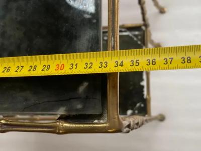  Maison Bagu s 1970 Pair of Gilt Bronze Tables Bamboo Decor Maison Bagu s Olded Mirror Tops