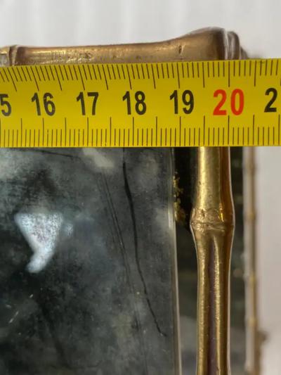  Maison Bagu s 1970 Pair of Gilt Bronze Tables Bamboo Decor Maison Bagu s Olded Mirror Tops
