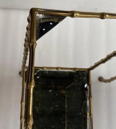  Maison Bagu s 1970 Pair of Gilt Bronze Tables Bamboo Decor Maison Bagu s Olded Mirror Tops
