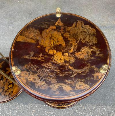  Maison Bagu s 1970 Pair of Maison Bagu s Pedestal Tables Bamboo Decor in Gilt Bronze