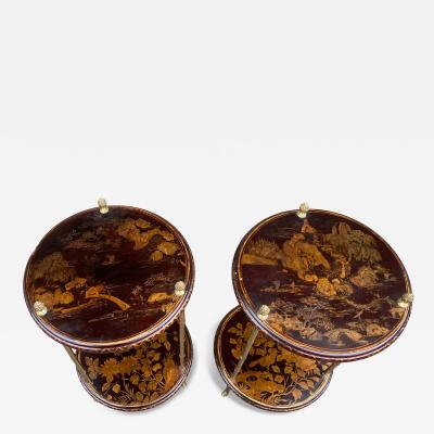  Maison Bagu s 1970 Pair of Maison Bagu s Pedestal Tables Bamboo Decor in Gilt Bronze