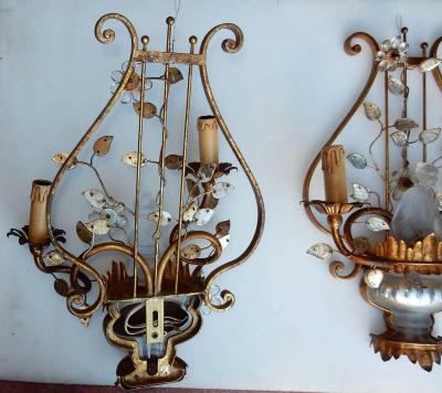  Maison Bagu s 1970 Pair of Wall Lamp Deco Chinese in the Style of Maison Bagu s