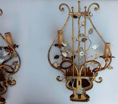  Maison Bagu s 1970 Pair of Wall Lamp Deco Chinese in the Style of Maison Bagu s
