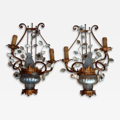  Maison Bagu s 1970 Pair of Wall Lamp Deco Chinese in the Style of Maison Bagu s