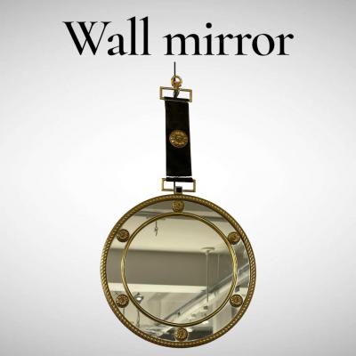  Maison Bagu s 1970s Bronze and suede wall mirror attributed to maison Bagu s