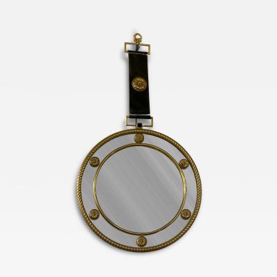  Maison Bagu s 1970s Bronze and suede wall mirror attributed to maison Bagu s