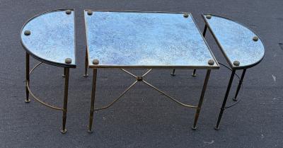  Maison Bagu s 1970s Tripartite Bronze Table Aged Oxidized Mirror Top Bagu s Style