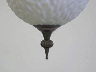  Maison Bagu s 2 Italian Modern Neoclassical Brass Milk Glass Ball Pendants Flush Mounts