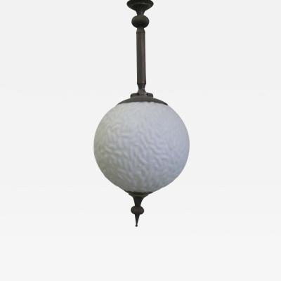  Maison Bagu s 2 Italian Modern Neoclassical Brass Milk Glass Ball Pendants Flush Mounts