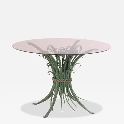  Maison Bagu s A Green Leafy Iron and Glass Table in the manner of Maison Bagues C 1970 