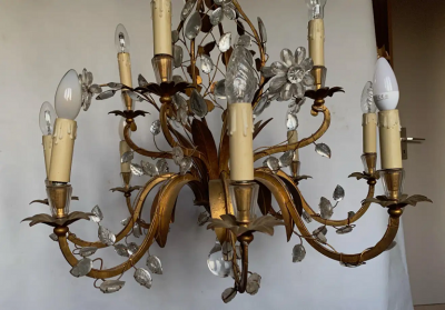  Maison Bagu s Chandelier Maison Bagu s Foliage and Flowers 12 Lights 1950 1970