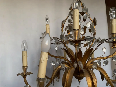  Maison Bagu s Chandelier Maison Bagu s Foliage and Flowers 12 Lights 1950 1970