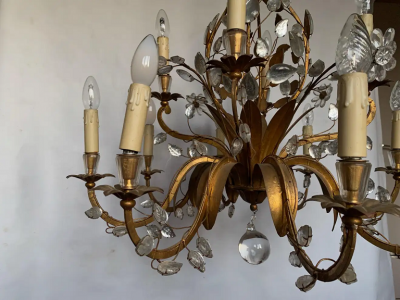  Maison Bagu s Chandelier Maison Bagu s Foliage and Flowers 12 Lights 1950 1970